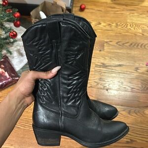 Steve Madden Black Cowboy Boots
